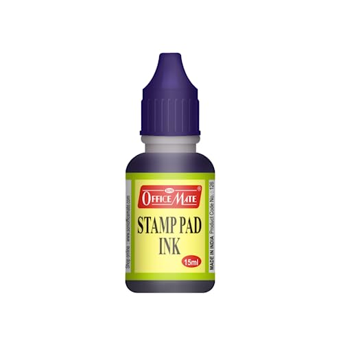 Image of Soni Officemate Stamp Pad Ink - 15ml |Pack of 10 (Violet) | Quick-Dry, Smudge-Free Ink | Long-Lasting & Easy-to-Use | for Office, School, Craft & DIY Use