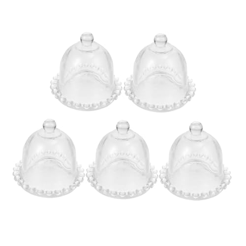 TOYANDONA 5 Piezas Pzas Cubiertas Transparentes de Cristal para Tartas Protectoras Postres Pequeñas Resistente y Fácil de Limpiar para Cocina y Restaurante