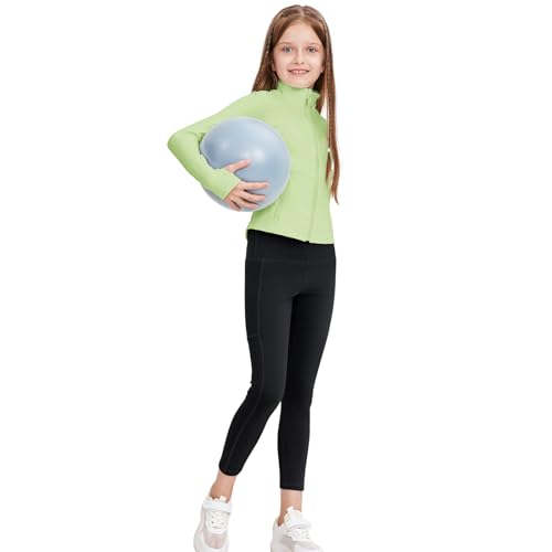 Image of B&GCozy Girls Zip Up Jacket Horse Riding Shirts Athletic Yoga Lightweight Jackets for Girl 6-15 Years