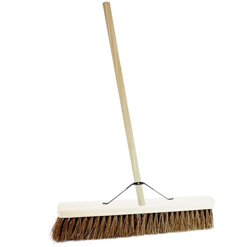 Indoor Outdoor Sweeping Brush With Long Handle Soft or Hard Bristle 18", 24" or 36" Home, Office, Garden, Garage & Yard Sweeping Broom (2, 18" Coco Soft Bristle)