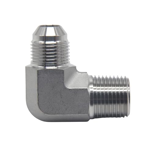 Image of HFS(R) 1 /2 inch Male NPT to 1 /2 inch Male JIC Elbow 90 Flare Pipe Fitting 304 Stainless Steel (1 /2 inch MNPT x 1 /2 inch MJIC)