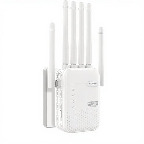 Repetidor WiFi, Amplificador señal WiFi,6 Antenas, 2 Puertos LAN, Cobertura de hasta 10000 Metros Cuadrados, Adecuado para oficinas y hogares, fácil de Instalar
