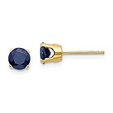 Breite der Artikel: 5 mm 14 K Gelb Gold 5 mm Blau Saphir Ohrstecker für Frauen (Nylonhaar: 5 mm width: 5)