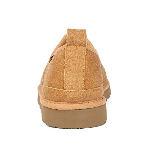 Pamir Men's Genuine Suede Indoor Outdoor Slippers Slip On Moccasin Shoes Chestnut Size 10 #TOP4