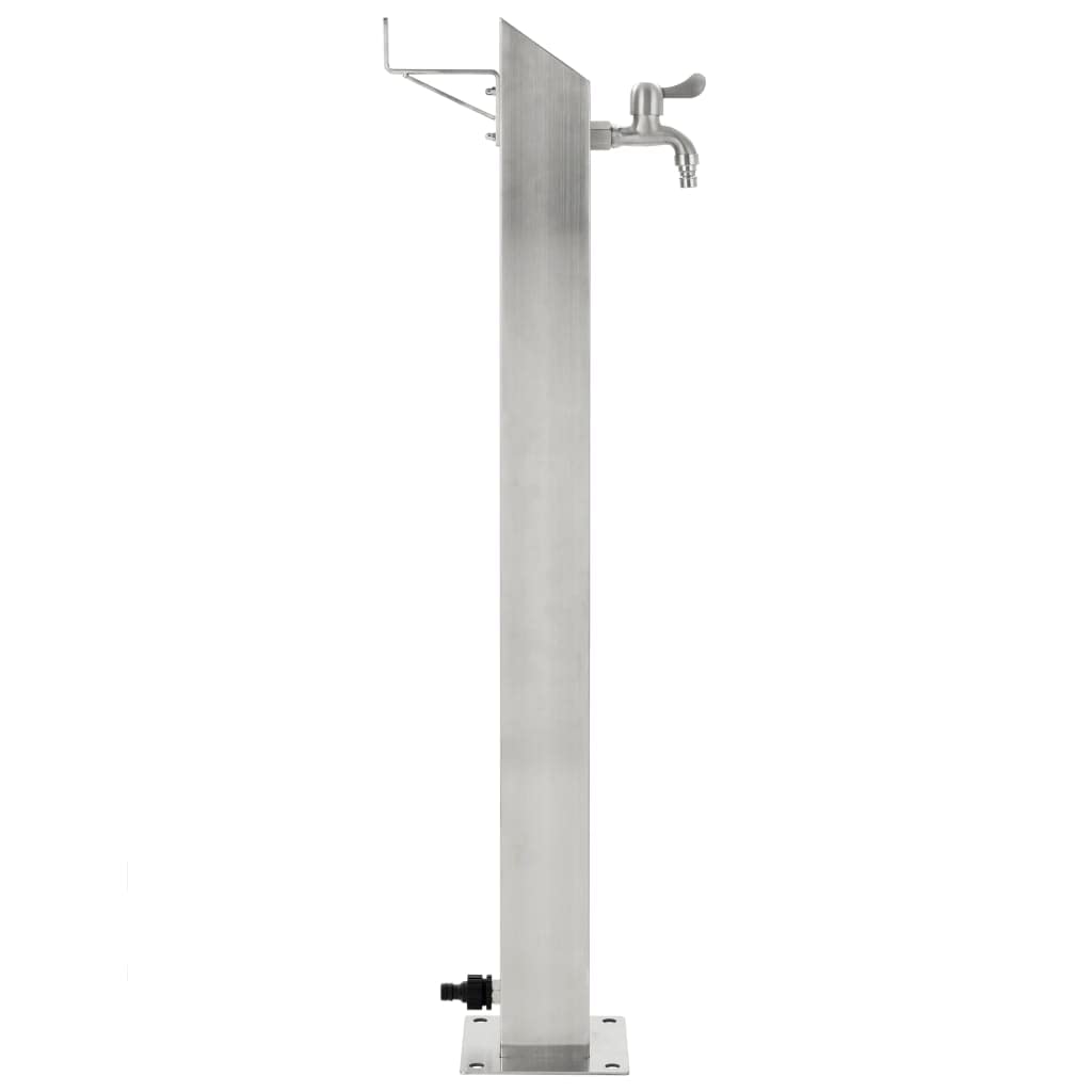 Columna de agua de jardín cuadrada de acero inoxidable de 95 cm, grifo de riego de jardín, conexión de manguera de 1/2 pulgadas, independiente para césped, flores, patio