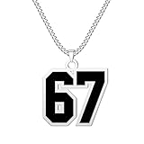 Protoence Collar Numérico Para Chicos | Joyas de Cadena Deportiva Fabricada en Acero Inoxidable | Collar Atlético Con Número 67,Regalo para Niñas Niños Adolescentes Mujeres Hombres Familiares y Amigos
