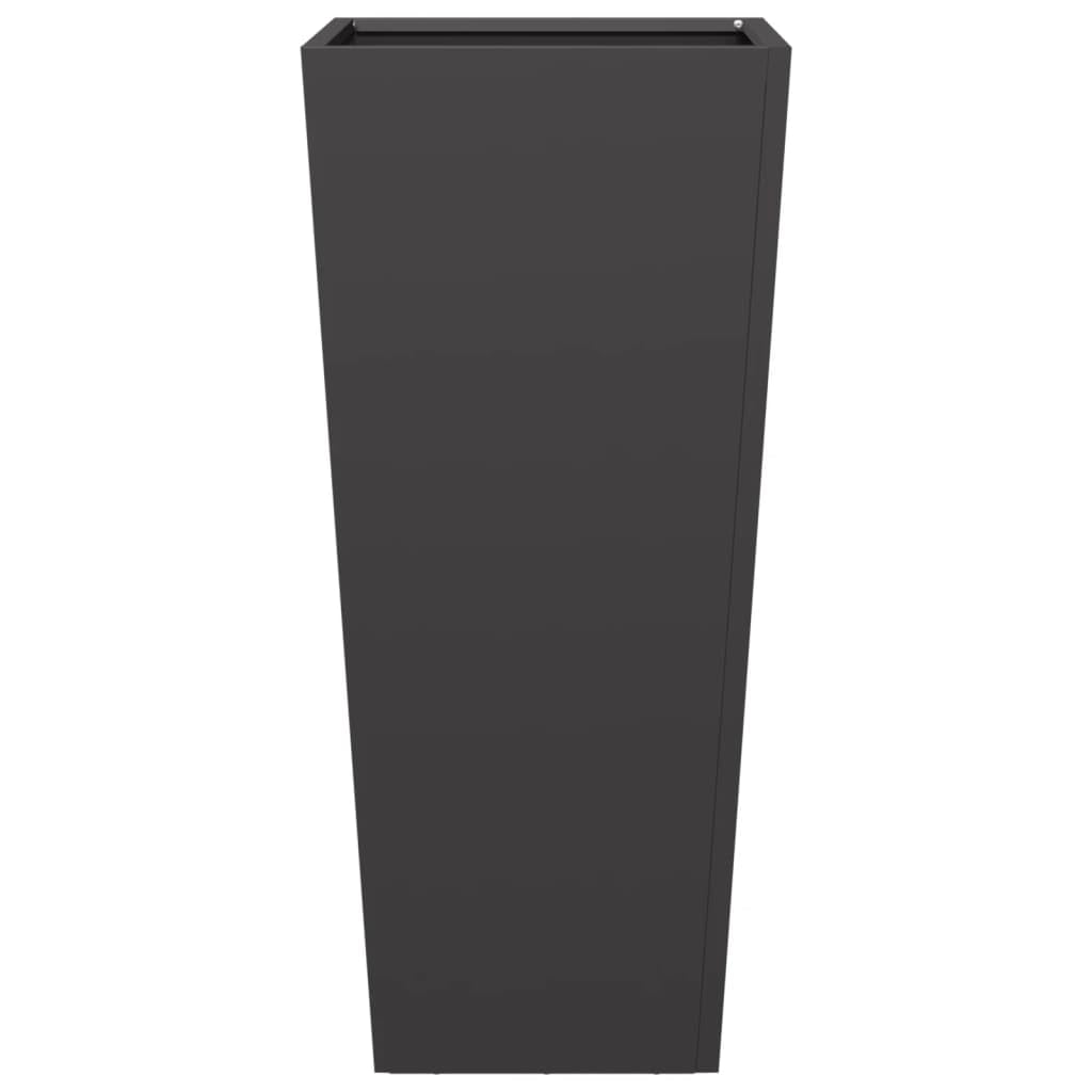 vidaXL Fioriere da Giardino 2 pz Nere 35x35x75 cm in Acciaio, fioriera, fioriera da Patio, Vaso Fiori da Esterni, fioriera da Esterno