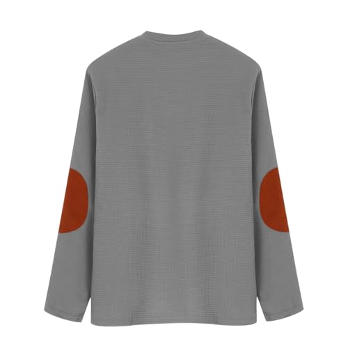 Men's Waffle Sweatshirt Casual Knited Long Sleeve Thermal Stand Collar Pullover Stylish Warm Cozy V Neck Henley Top3