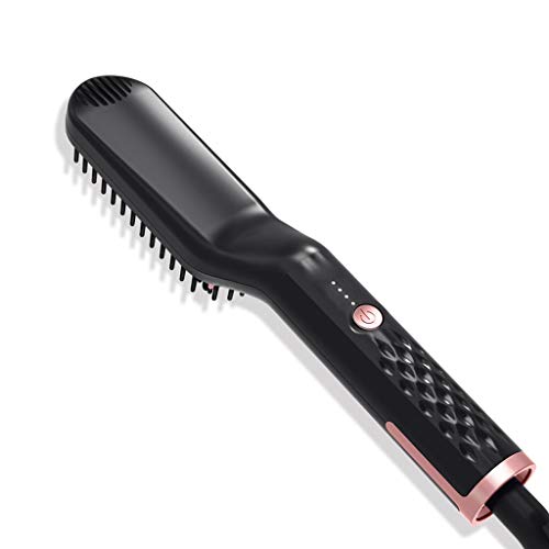 Peine para peinar masculino multifuncional eléctrico para alisar y rizar cabello, de uso dual para rizos y alisado parcial, artefacto para permanentes esponjadas miniatura 1