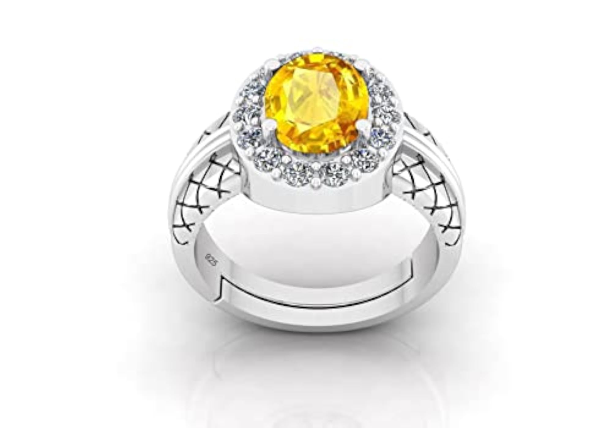 Natural Yellow Sapphire Adjustable Sterling Silver Ring, Unisex