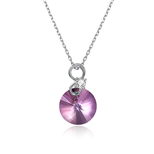 Collier en Argent 925 Femme orné de zircone cubique rose étincelante