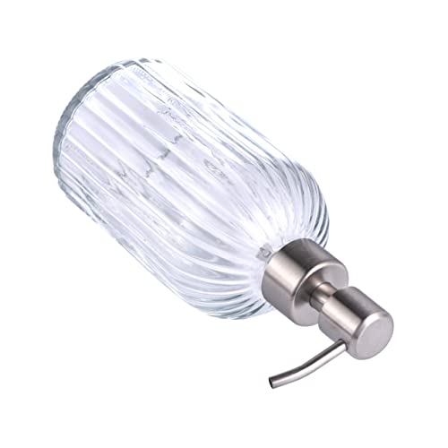 BESTYASH 1pc Clear Glass Pump Dispenser Bottle for Shampoo Shower Gel Lotion Refillable Easy to Use Rotatable for Home Bathroom Decor