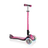 Color: rosa Globber - ELITE DELUXE LIGHTS - Patinete de 3 ruedas plegable e iluminado para niños de 3 a 9 años + , Rosa intenso