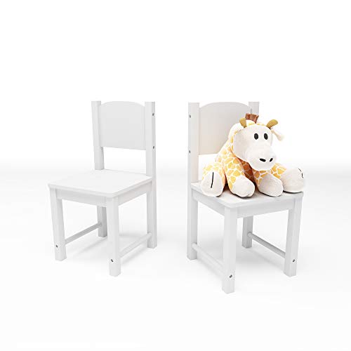 Timy Toddler Wooden Chair Pair, Kids Furniture For Eating, Reading, Playing 2 Pack (White) #TOP2