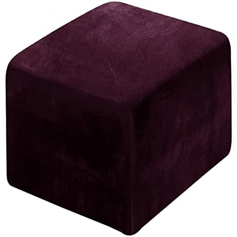 XGANGM Square Footstool Cover Slipcover Stretch Velvet Pouffe Cover Small Ottoman Stool Cover Slipcover Square 45x45/50x50cm Storage Stool Protector Cover Washable,M,45x45cm Cover