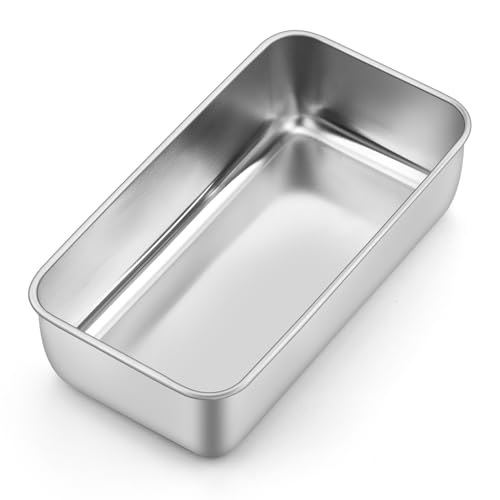 P&P CHEF 9 inch Loaf Pan, Stainless Steel Bread Baking Pan, Metal Bakeware For Bread Cake Toast Meatloaf Lasagna, Healthy & Non Toxic, Brushed Surface & Easy Clean, Oven & Dishwasher Safe