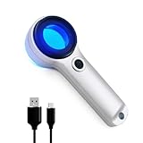 Handheld 60X Magnifier Loupe with UV & LED Lights Optical Coating Lens USB Rechargeable Jewelry Loupe Magnifying Glass for Jewellery, Rocks, Coins, Stamps, Antique, Watch Repairs