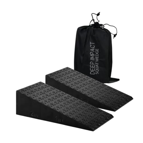 Image of Squat Wedge & Calf Raise Block, 2-PCS Non-Slip Heel & Foot Elevated Slant Board for Workout, Weightlifting, Physical Therapy & Calf Stretching, For Men & Women