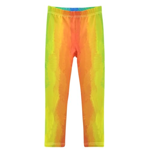 Girls' Leggings Ankle Length Printed Leggings Rainbow Bright Color Soft Comfortable Pants for Kids 4-10 Years