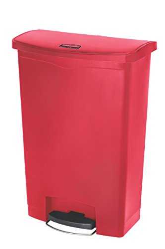 Image of Rubbermaid Commercial Products STREAMLINE Plastic Front Step Step-On-Trash /Garbage Can /Bin, 24 GAL, Red, for Doctor's Office /Hospitals /Healthcare