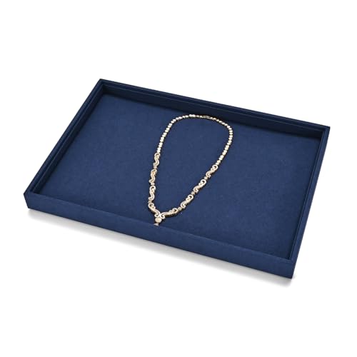 Microfiber Jewelry Tray Stackable Jewelry Drawer Organizer Trays Necklace Bracelet Holder for Necklace Bracelets Watches Perfume Organizer(Blue)