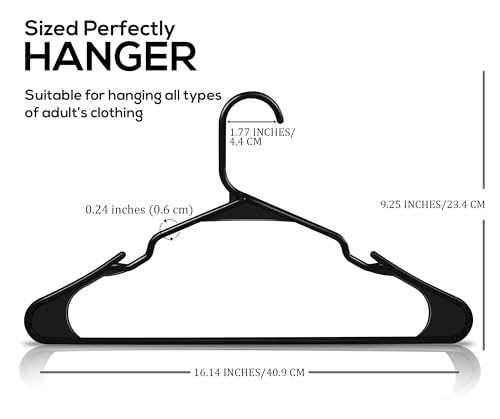 Utopia Home 20 Pack Plastic Hangers Space Saving, Durable Hanger with Shoulder Grooves, Black