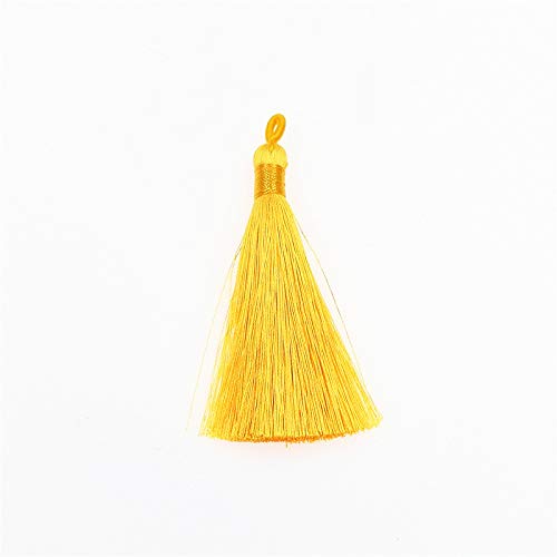 QUNINE 10 Pezzi 8 cm Colore Poliestere Nappe di Seta di Ghiaccio mestiere Fai da Te segnalibro Ciondolo Vestiti Gioielli Nodo Cinese Frange Rifiniture Cucito Accessorio-caffè Nappa (Verde Nappa)