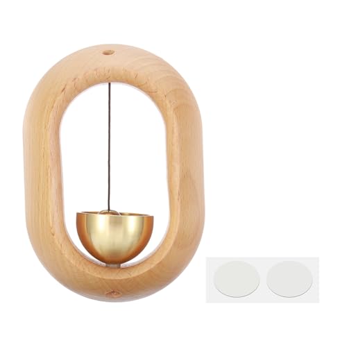 PATIKIL Timbre de Vendidor, Timbre de Puerta de Madera con Campanillas Magnéticas Timbre de Puerta de Metal con Autoadhesivo para la Apertura de Negocios, Beige, Ventana