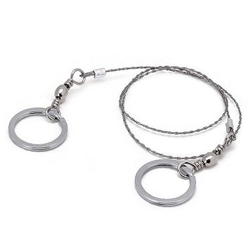 WHAMVOX Pocket Stainless Steel Wire Saw Rotating Emergency Tool for Outdoor Survival Durable Wire with Rings Easy to Use for Cutting Wood and More