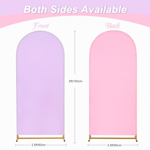 Image of Arch Cover 6ft Double-Sided Arch Backdrop Cover Spandex Wedding Arch Stand Cover for Party Birthday Baby Shower Bridal Gender Reveal Boy or Girl Decoration(Double Color,Pink&Purple)