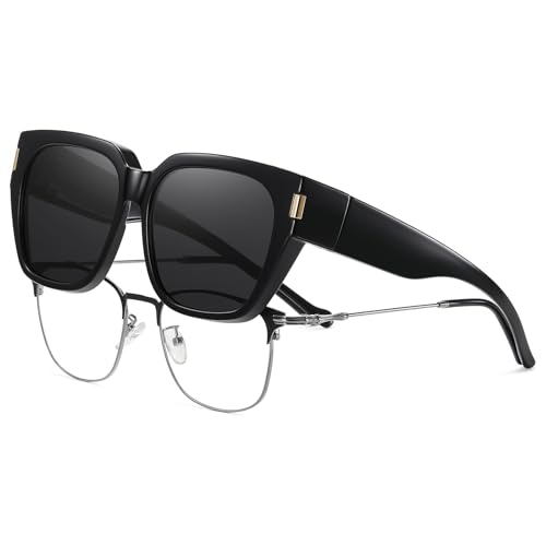 HAOLOTA Night Vision Driving Glasses Fit Over Glasses for Women, Anti Glare Polarized Nighttime Yellow Lens