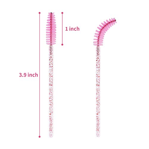 Image of CHEFBEE 100PCS Disposable Eyelash Spoolies Brush with Container, Light Pink