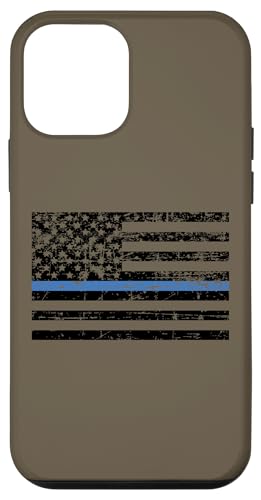 Thin Blue Line Heart Police Officer Department US Flag �X�}�z�P�[�X iPhone 12 mini �p