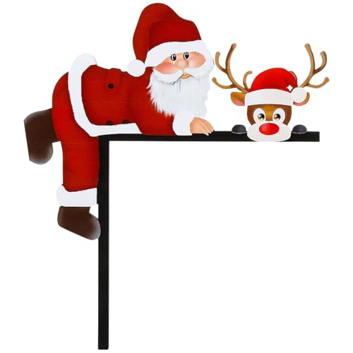 LEMESO Decorazione Natalizia per Porta Cornice Decorazioni Porta Natale, Motivo Babbo Natale e Renne, Decorazione per Il Telaio delle Porte Ingresso o Finestre