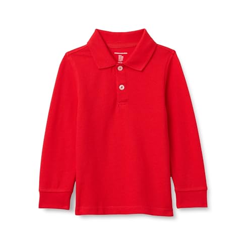 Image of Amazon Essentials Boys and Toddlers' Long-Sleeve Pique Polo Shirts for School Uniform, Multipacks