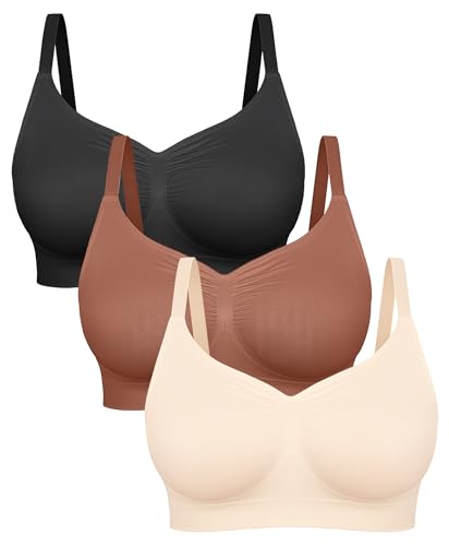 Image of FeelinGirl Bras for Women Wireless Bralettes No Underwire Unlined Seamless Everyday Bras 3-Pack