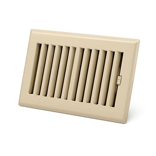 Image of 6 inch x 14 inch Brown Floor Register 2 Way - Stamped Face Steel Vent Cover, HVAC Floor Grille for AC Heat, Fits 6x14 Duct Opening, Heavy Duty Metal Register