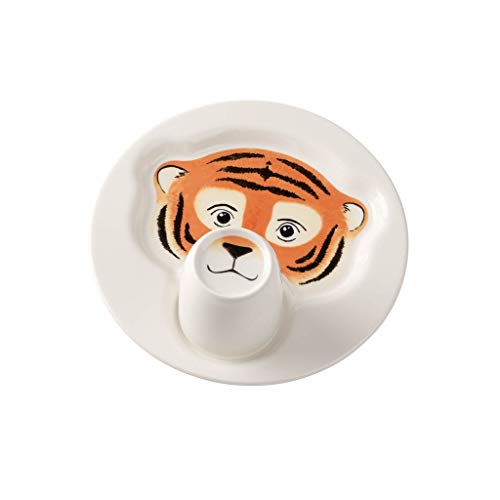 Villeroy & Boch Animal Friends Juego de mesa infantil con motivos de tigre, 2 piezas, Porcelana Premium, Blanco/Naranja