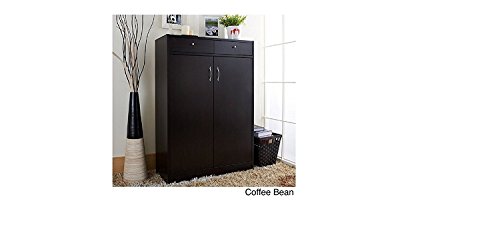 5-shelf Shoe Cabinet with Two Upper Storage Bins (Coffee Bean)