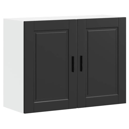vidaXL Mueble de Pared de Cocina Porto Madera contrachapada Negra, Unidad de Pared de Cocina, gabinete para Pared de Cocina, gabinetes de Pared con Puertas