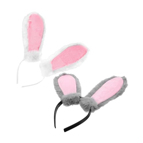 VICASKY 2pcs Soft Rabbit Ear Headband Tail Hair Accessory for Girls Women Headband for Parties Cosplay Daily Dress-up