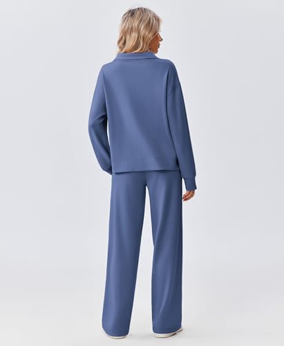 Image of PINSPARK 2 Piece Sets for Women 1 /2 Zip Sweatsuit Loose Fit Sweatshirt Straight Leg Pants 2026 Matching Outfit Fall Tracksuit