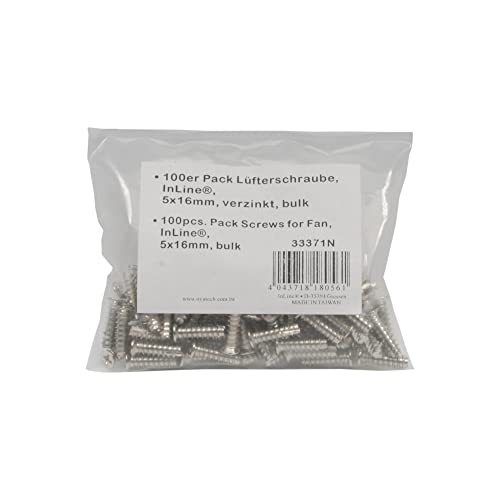 InLine 33371 N Fan Screw 5 x 16 mm Nickel Plated Pack of 100, silver, 100 Schrauben - Image 2