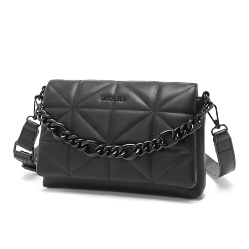 Miss Lulu Bolsos Bandolera Pequeños para Mujeres, Bolsos de Mano Acolchados Clásicos y Suaves con...