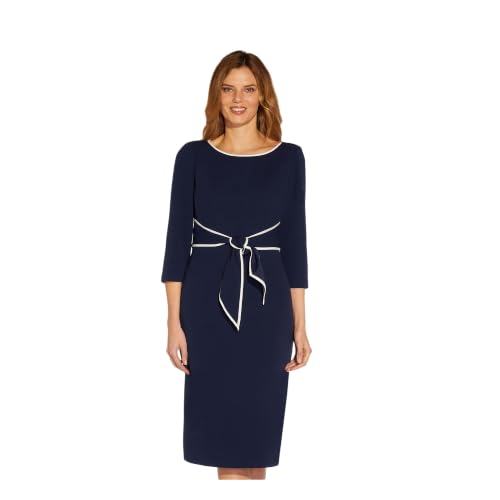 Image of Adrianna Papell Tipped Crepe Tie Dress