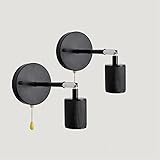 Matériau et taille : applique murale vintage en fer vieilli avec interrupteur à tirette, robuste et. Diamètre de la lampe : 5 cm ; Hauteur de la lampe : 10 cm ; Hauteur : 19,5 cm ; Largeur : 21,5 cm ; Diamètre de la base : 12 cm ; Longueur du câble et de l'interrupteur : 7,5 cm.