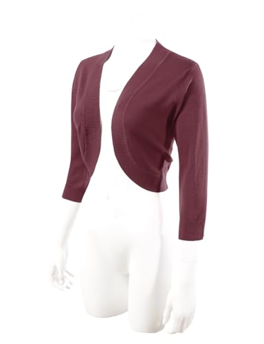 Image of Allsense Women's 3 /4 Sleeve Bolero Shrug for Dresses | Open Front Cropped Cardigan, Lightweight Knit Dress Cover Up