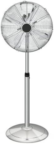 Simple Deluxe 16" Stand Fan, Adjustable Heights, Horizontal Ocillation 75°, 3 Settings Speeds, Low Noise, Durable Fan, High Velocity, Heavy Duty Metal For Industrial, Commercial, Residential