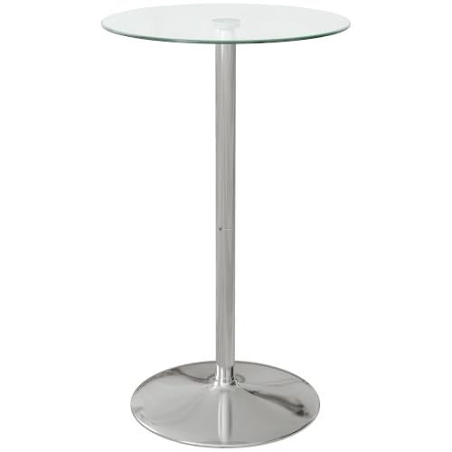 Image of HOMCOM Round Bar Table, Poseur Table for 2, 60 x 60 x 102cm, Clear Glass