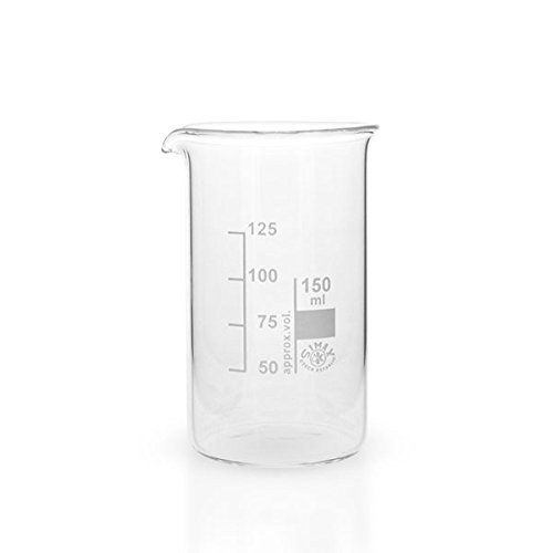 12 x 150ml Becherglas aus hitzefestem Borosilikatglas, graduiert, mit Ausguss, hohe Form * Messbecher, Bechergläser, Laborglas, Laborbecher *